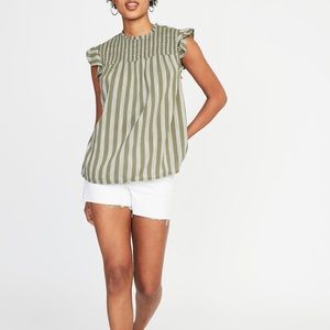 Old Navy Green Flutter Sleeve Smock Top Medium